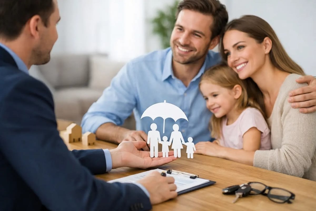 Australian family discussing life insurance cover with an adviser